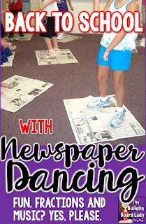 Back to School with Newspaper Dancing – A great idea to a first day icebreaker or anytime fun!  Use music, movement, fractions and fun to get students smiling and dancing.  Supplies are easy! Music and newspapers. A playlist and more ideas for dancing and movement for music class or the regular classroom are included.