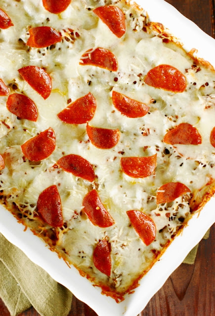 Spaghetti Casserole with Pizza Toppings Image