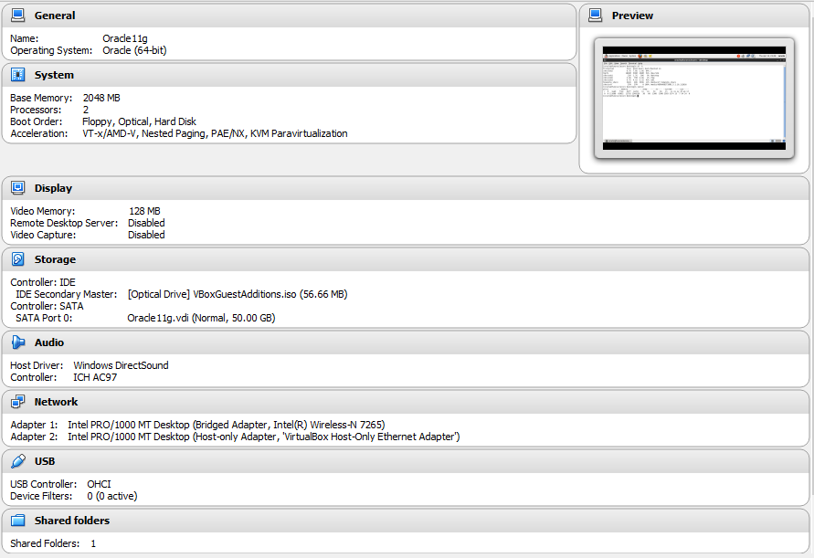Oracle virtualbox image 11g