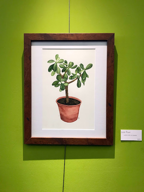 watercolor, botanical watercolor, watercolor jade plant, art exhibit, Anne Butera, My Giant Strawberry