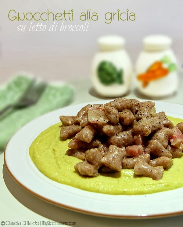 gnocchetti alla gricia su letto di broccolo romano