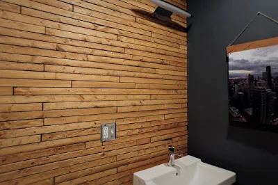 DIY wood lath stain easy bathroom