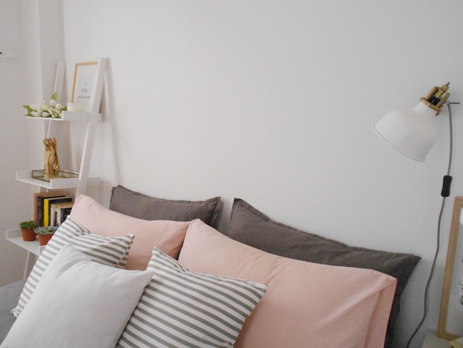 Decorar piso de alquiler: mi habitación en blanco, rosa y gris