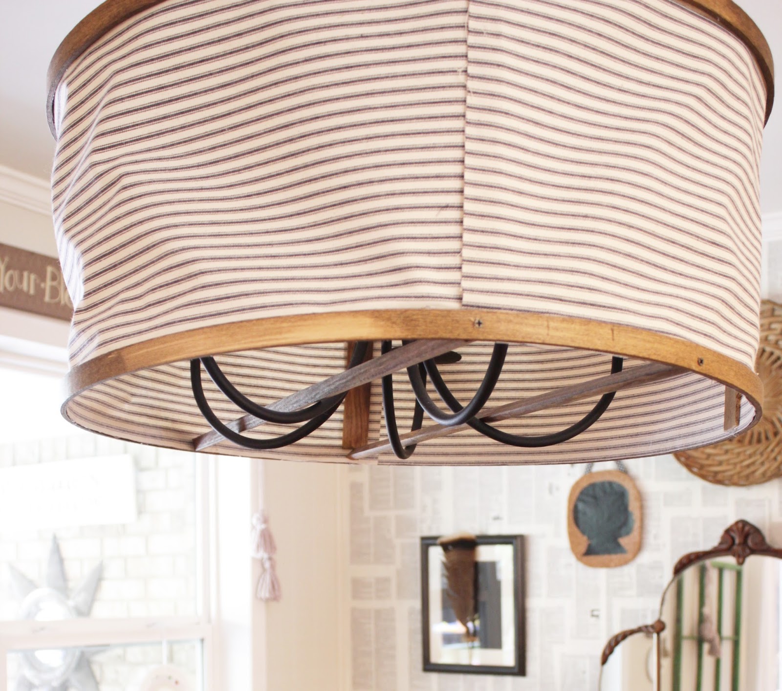 House Homemade Embroidery Hoop Chandelier Shade Tutorial