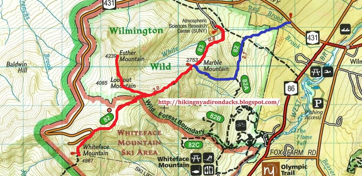 Whiteface Mountain Hiking Trail Map Hiking New York Adirondacks