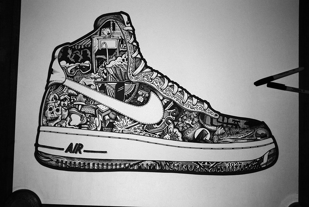 air force 1 high top drawing