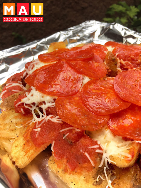 papas a la francesa al horno pizza con salsa de pizza