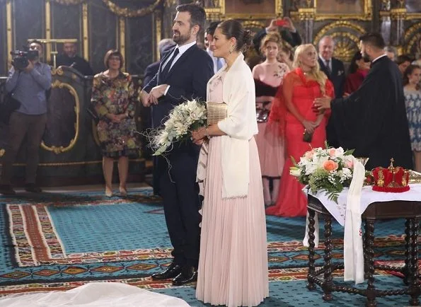 Crown Princess Victoria wore HM Conscious Exclusive dress. Queen Sofia at Filip Karadjordjevic wedding.