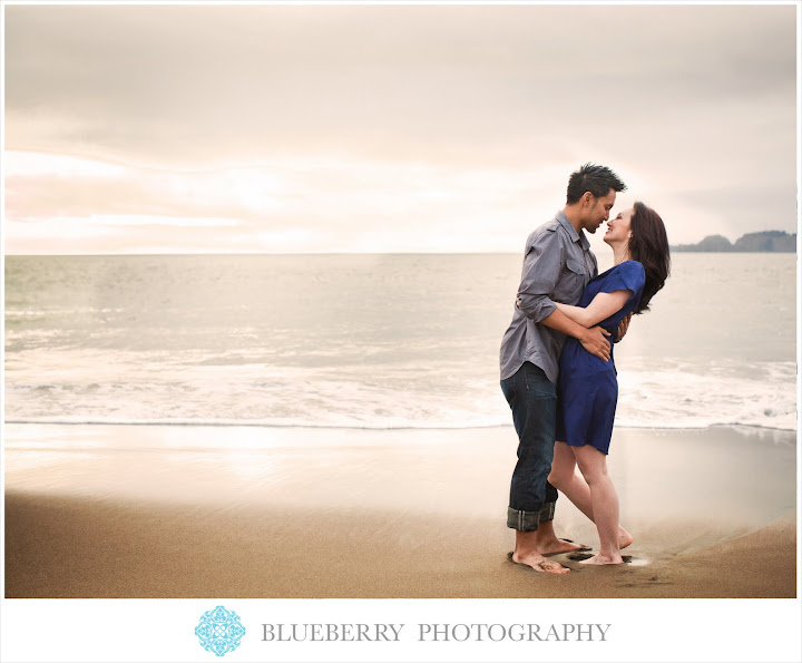 Bay area romantic natural lighting engagement photography baker beach