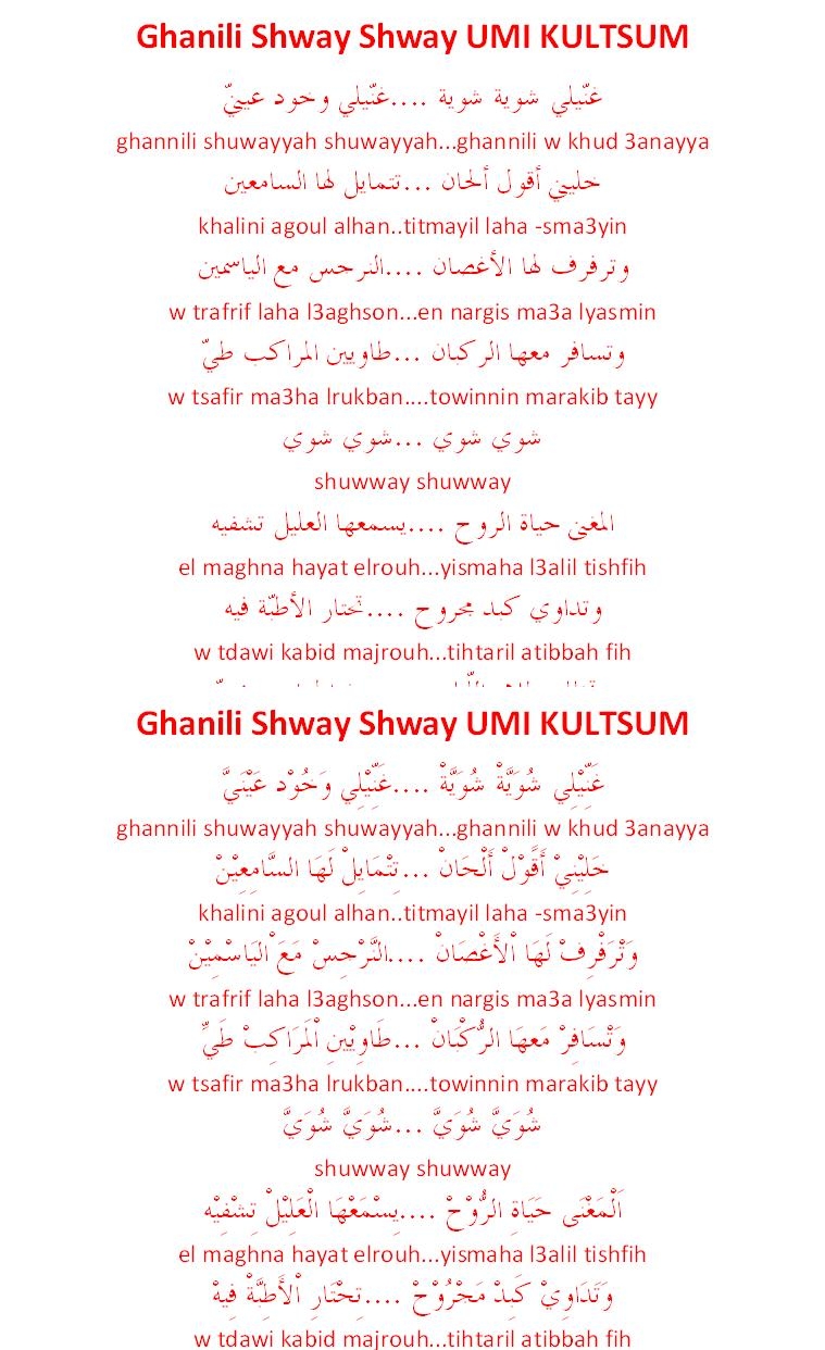 BURSA MUSIK QOSIDAH: TEXT LAGU ARAB
