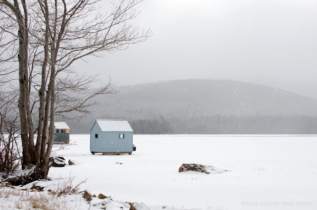 Bar Harbor, Maine, Acadia National Park, shack, house, snow