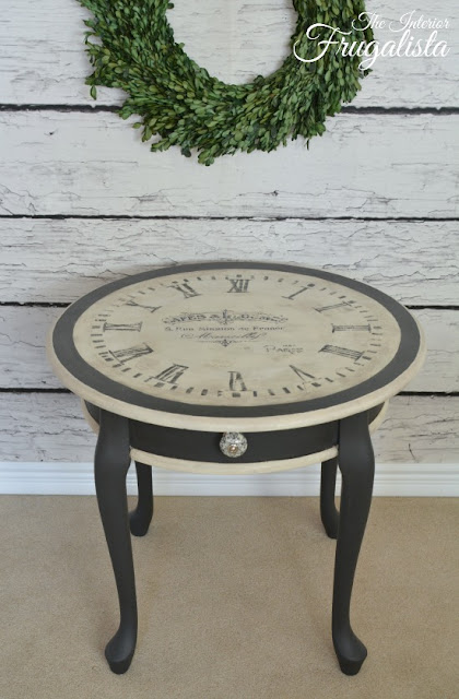 Vintage Clock Face with French Typography table makeover