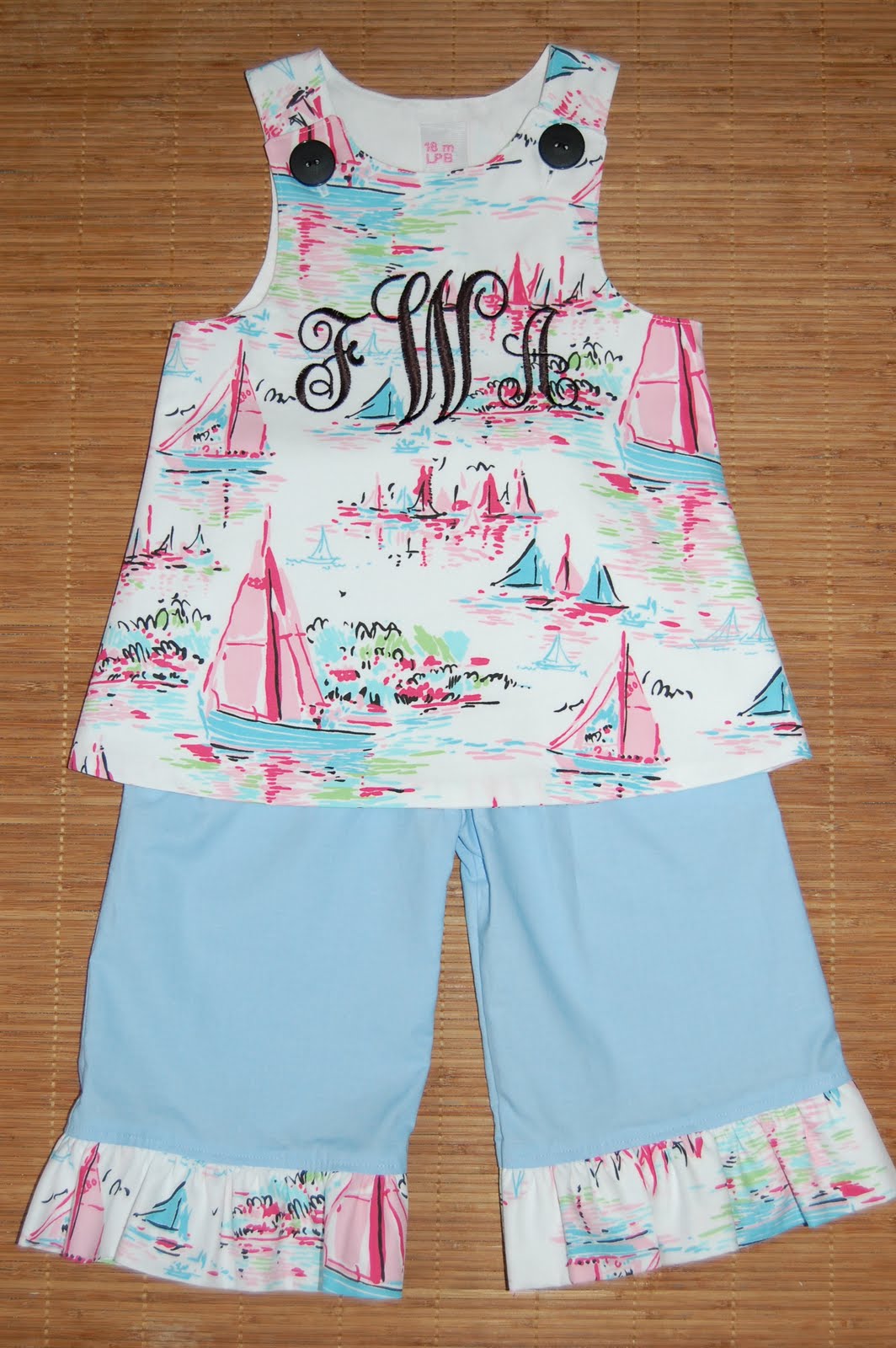 Little Peep Boutique Girls Custom Dress and Ruffle Pants Sets