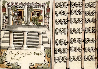 The Aztec have a gruesome history. Depicted artwork.