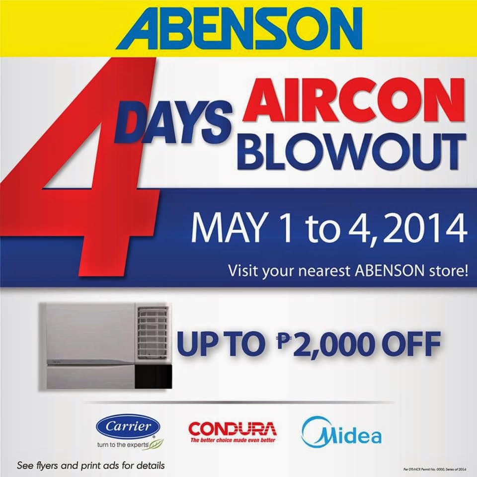 Manila Shopper Abenson 4Day AirCon BlowOut SALE May 14 2014