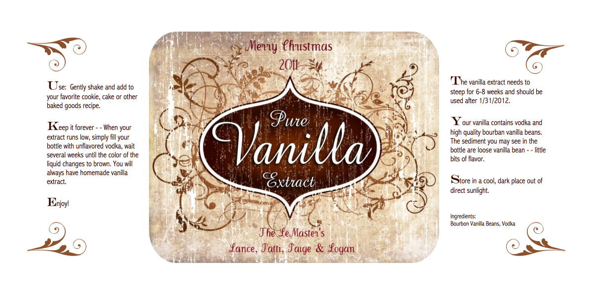 Le Mie Cose Favorites: Preparing for Christmas. . .Homemade Vanilla Label