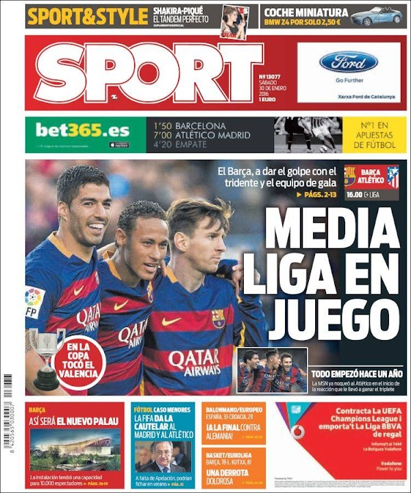 FC Barcelona, Sport: "Media liga en juego"