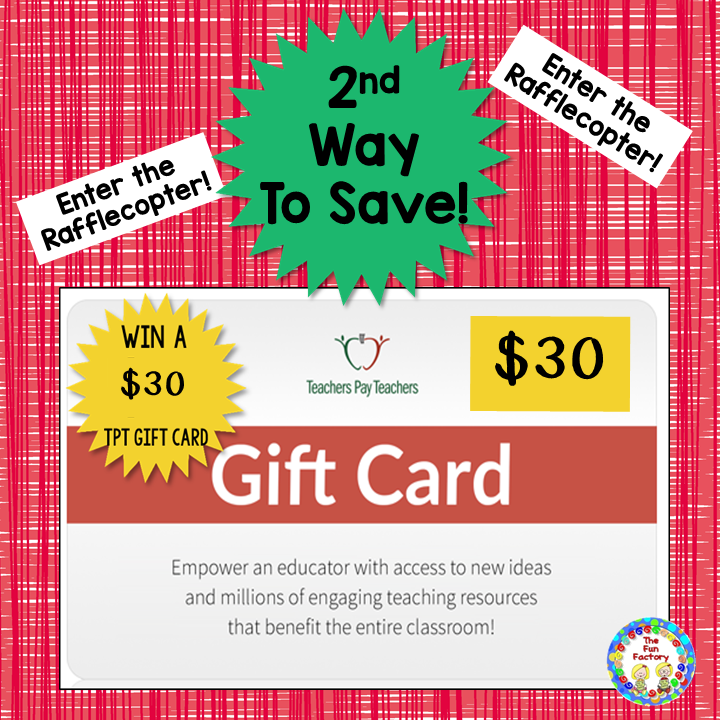 The Fun Factory 30 TpT Gift Card GiveAway and 1 Deals...Time is