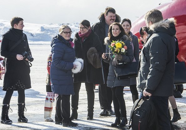Princess Marie wore Parajumpers fur hood coat. Princess carried Yves Saint Laurent bag. Princess Marie attend autism conference in Nuuk.