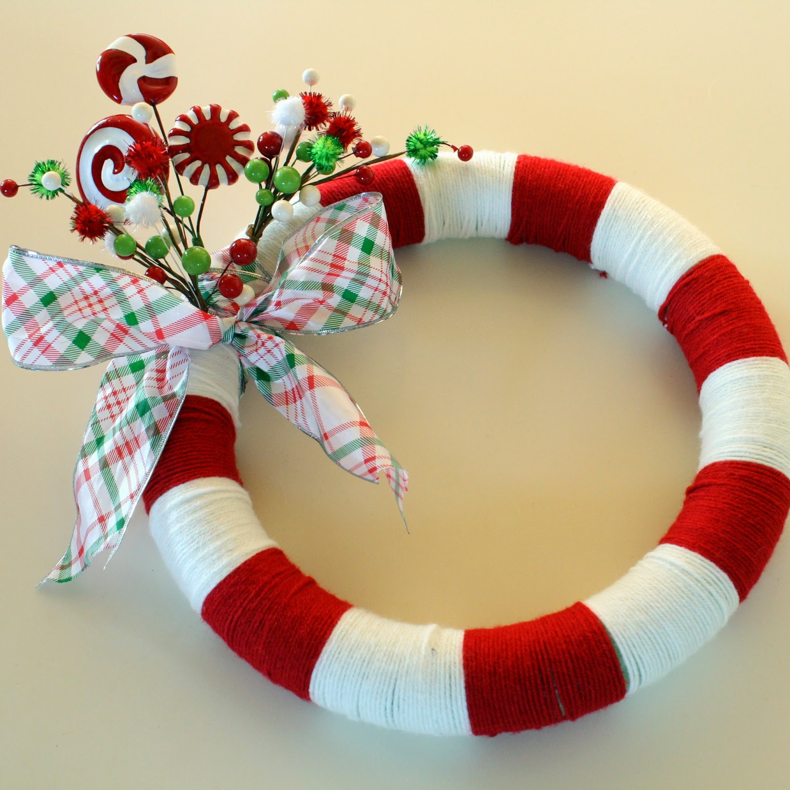 DIY festive candy cane wreath