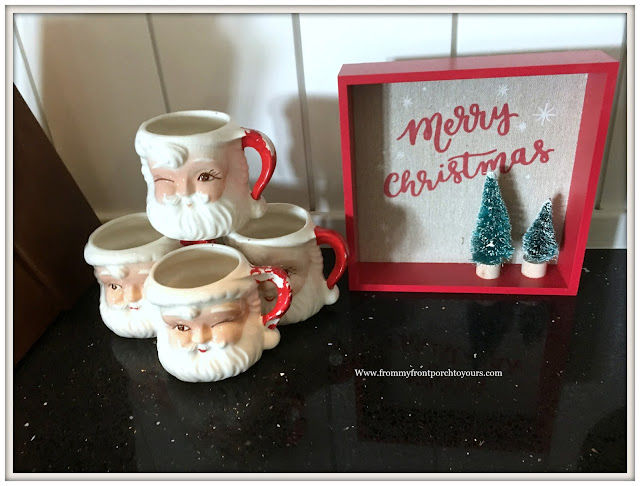 Farmhouse Christmas Kitchen-Santa Mugs-Vintage-From My Front Porch To Yours