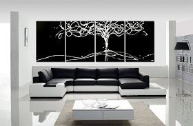 ORIGINAL ABSTRACT PAINTING "TREE OF LIFE BLACK & WHITE" & - SHIPPING IS FREE!