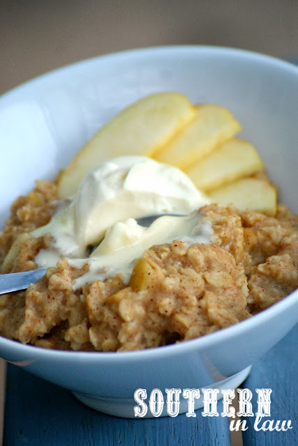 Gluten Free Apple Cinnamon Oatmeal topped with Creamy Mascarpone - Healthy Breakfast Recipes