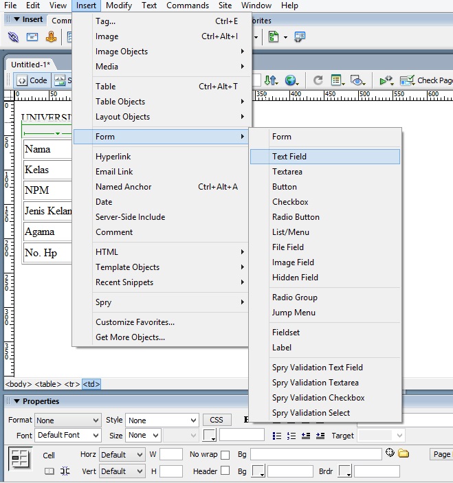 Profile menu. Profile menu