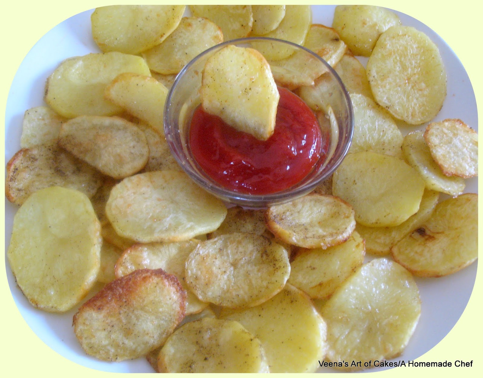 Oven Fried Potato Chips Veena Azmanov