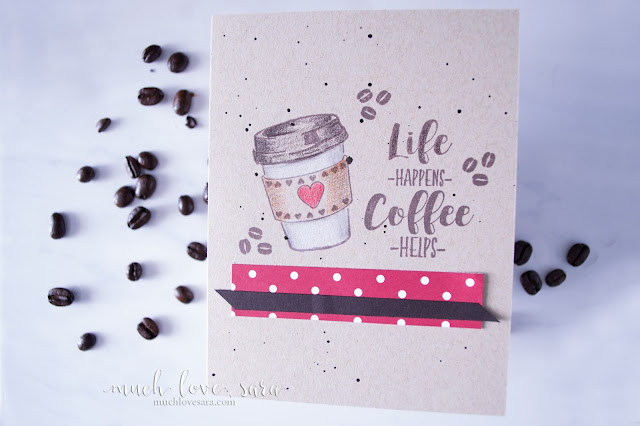 Super simple card, perfect for a sweet note and a little gift card to the recipients favorite coffee shop.  Created with Fun Stampers Journey Coffee Helps Stamp Set.  