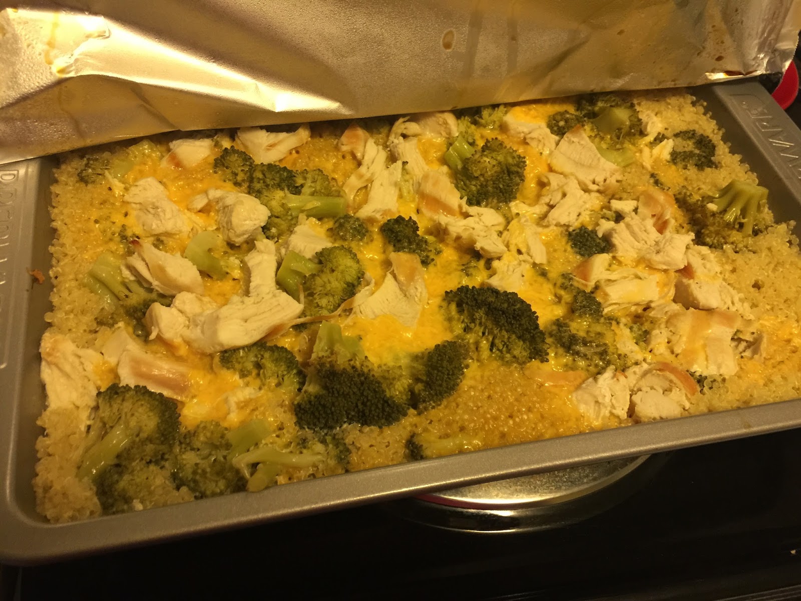 #SweatyIsTheNewSexy: Cheesy Broccoli Chicken Quinoa Bake