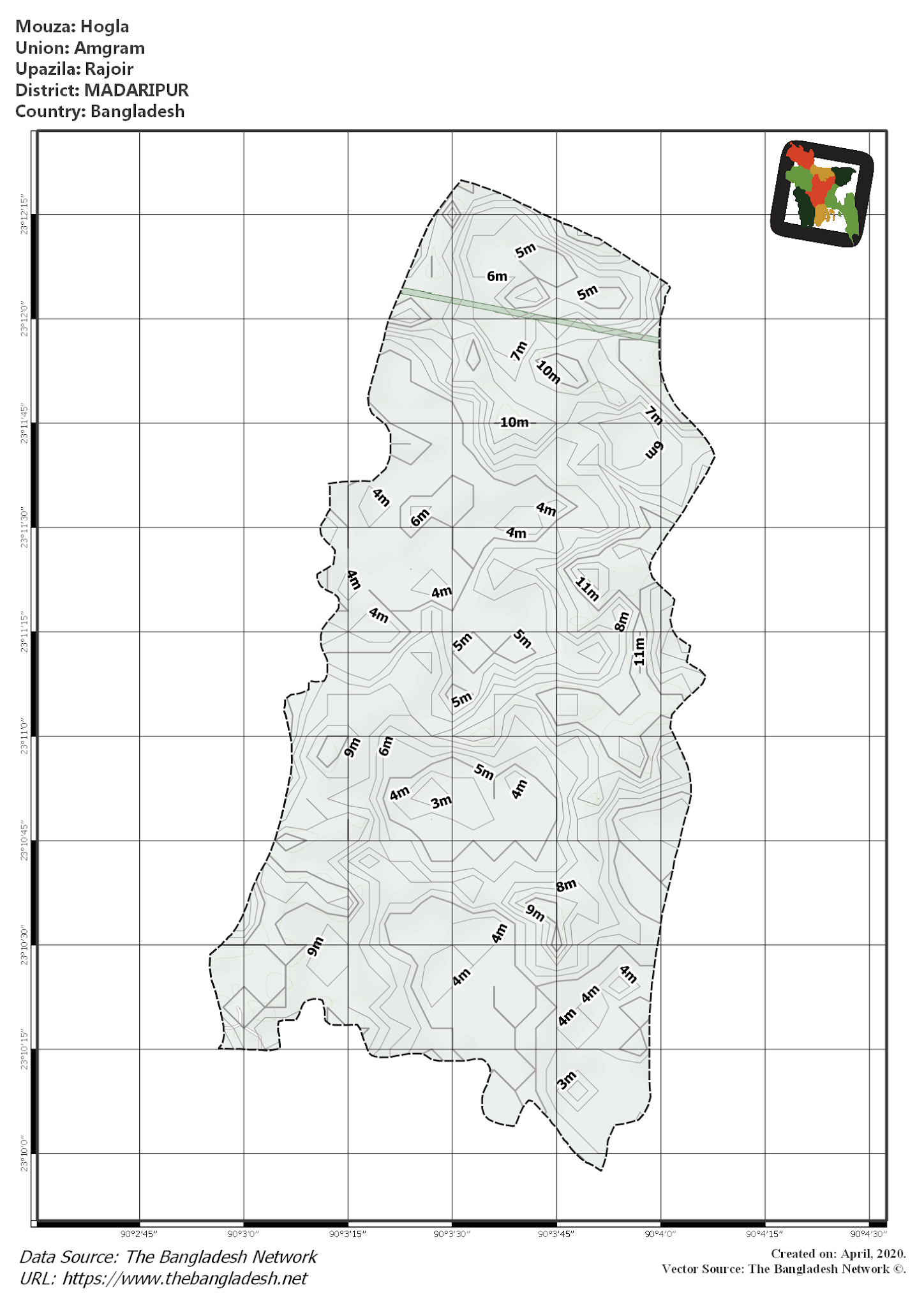 Map of Hogla Mouza of Rajoir Upazila, MADARIPUR, Bangladesh.