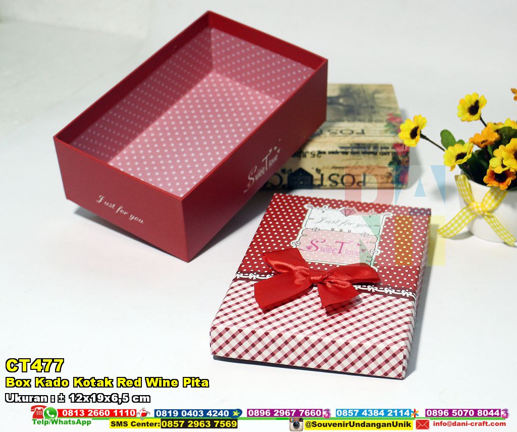 Box Kado Kotak Red Wine Pita Souvenir Pernikahan