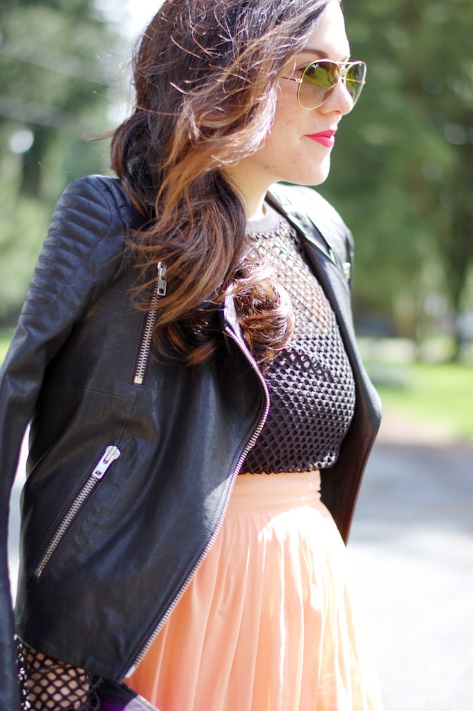 Mesh crop top and Forever 21 midi skirt outfit Covet and Acquire