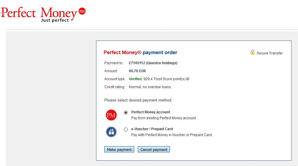 Perfect money prepaid Card. Verification Page perfect money.