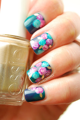 Sarah Lou Nails: Blue Floral Nails!