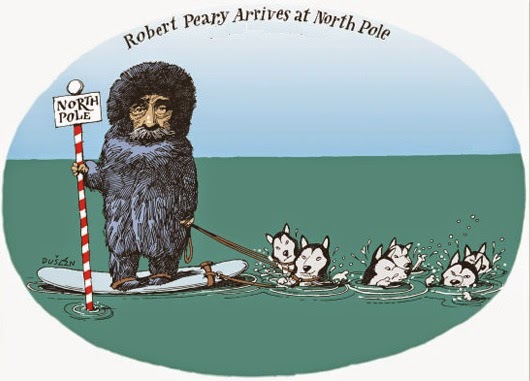 Dušan Petričić: Robert Peary arrives at North Pole.
