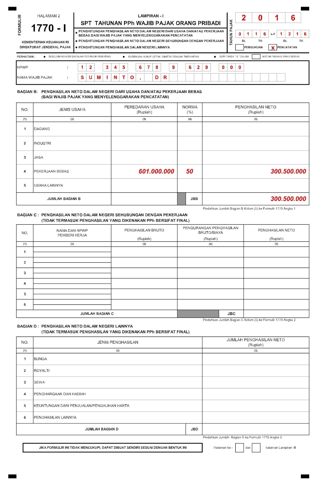 Contoh Pengisian Spt Tahunan Pph Op 1770 Dokter Hanya Buka Praktik Pajeg