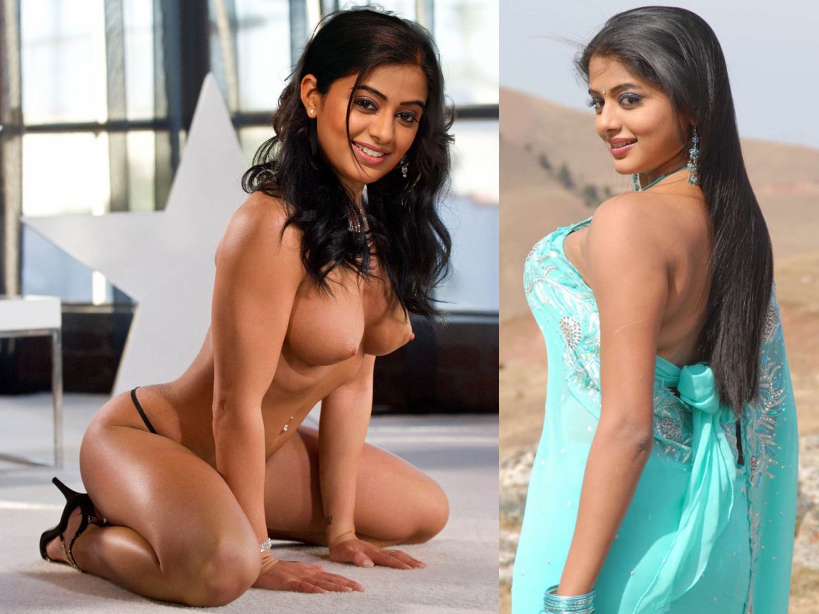 Hot Navel actress Tamanna and Priyamani Sexy saree pose and also in nude. 