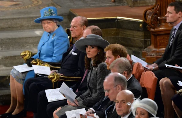 Queen Elizabeth II, Prince Philip, Duke of Edinburgh, Prince William, Duke of Cambridge his wife Catherine, Duchess of Cambridge, Britain's Prince Harry and Prince Andrew, Duke of York attended the Commonwealth Service 2016