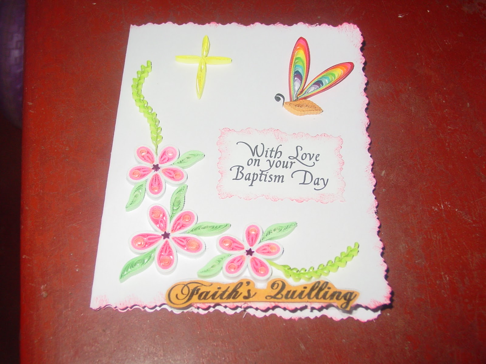 Faith's Quilling Baptism Card