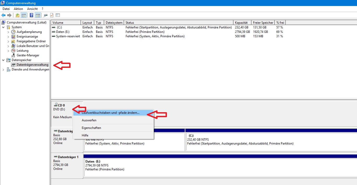 Murlwauf.de: Windows 10 - Laufwerksbuchstaben für DVD-Laufwerk und