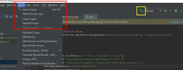 lakukan make project untuk menyelesaikan masalah error Unable to resolve dependency for 'app@debugcompileClasspath' Could not resolve com.android.supportappcompat-v728.0.0-alpha1