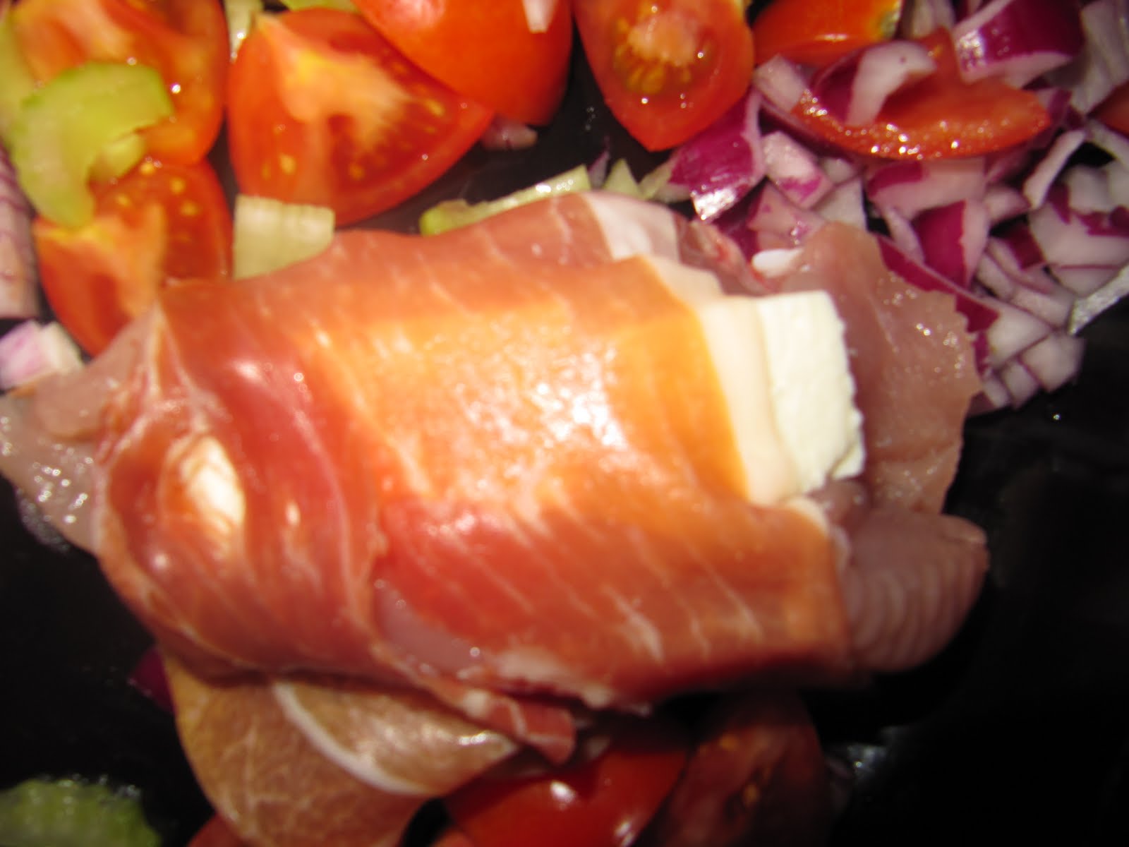 Alex Cooks chicken with parma ham and feta cheese