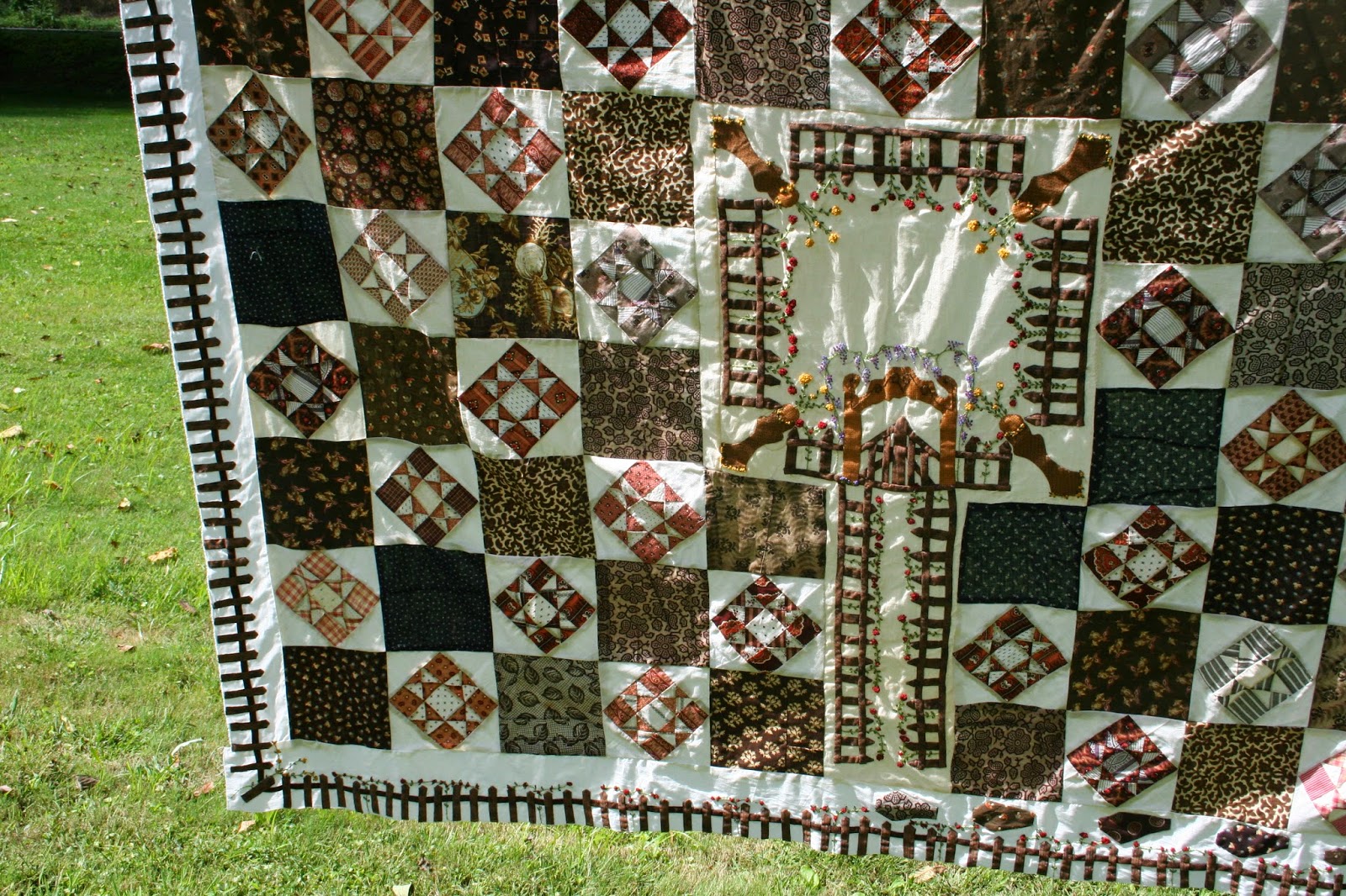 Quilting on the Mon My version of the Graveyard Quilt. KY