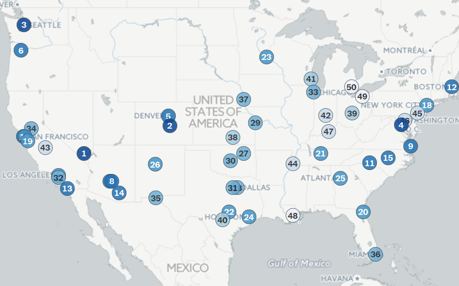 50 biggest U.S. cities ranked by the diversity of their populations - Maps