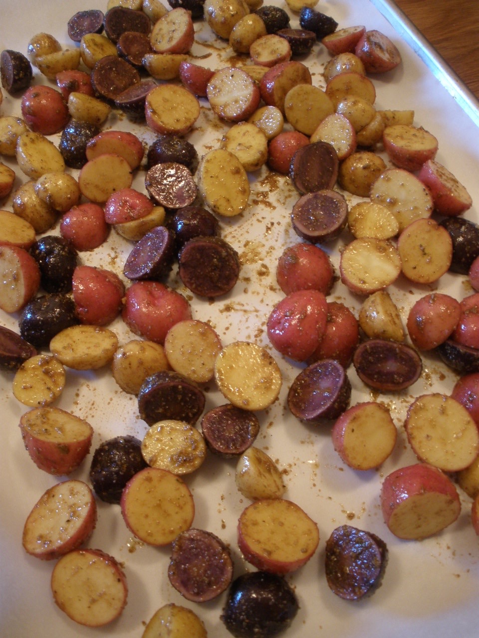 the half cut cook Oven Roasted Mini Potatoes