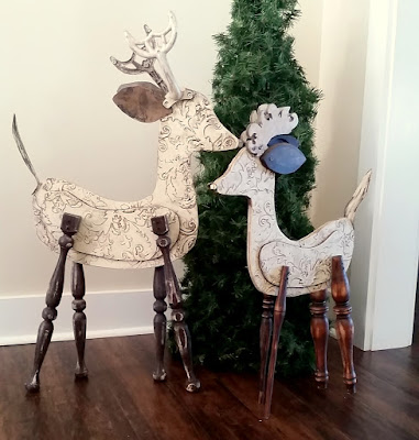 large wood reindeer recycled elements