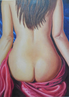 Pintura realista, Desnudo, oleo 70 x 50, Jorge Marin