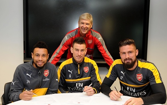 Olivier Giroud, Laurent Koscielny and Francis Coquelin pen new Arsenal deal